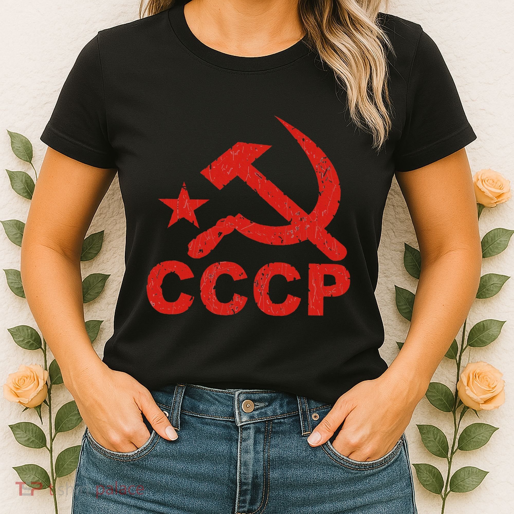 Cccp Soviet Communist Star Hammer Sickle Top Women's T-Shirt