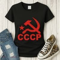 Cccp Soviet Communist Star Hammer Sickle Top Women's T-Shirt thumb 3