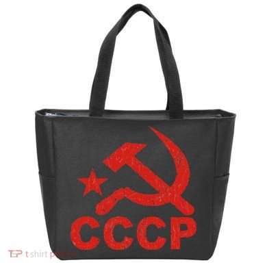 Cccp Soviet Communist Star Hammer Sickle Top Tote Bag