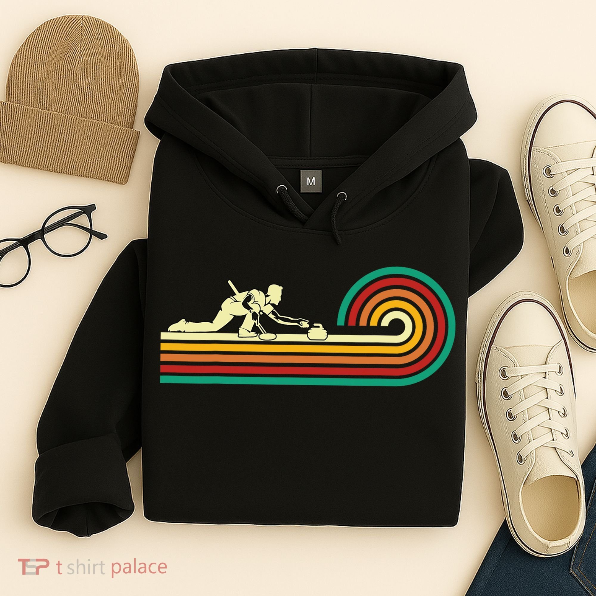 Curler Sliding Curling Stone Retro Curling Hoodie