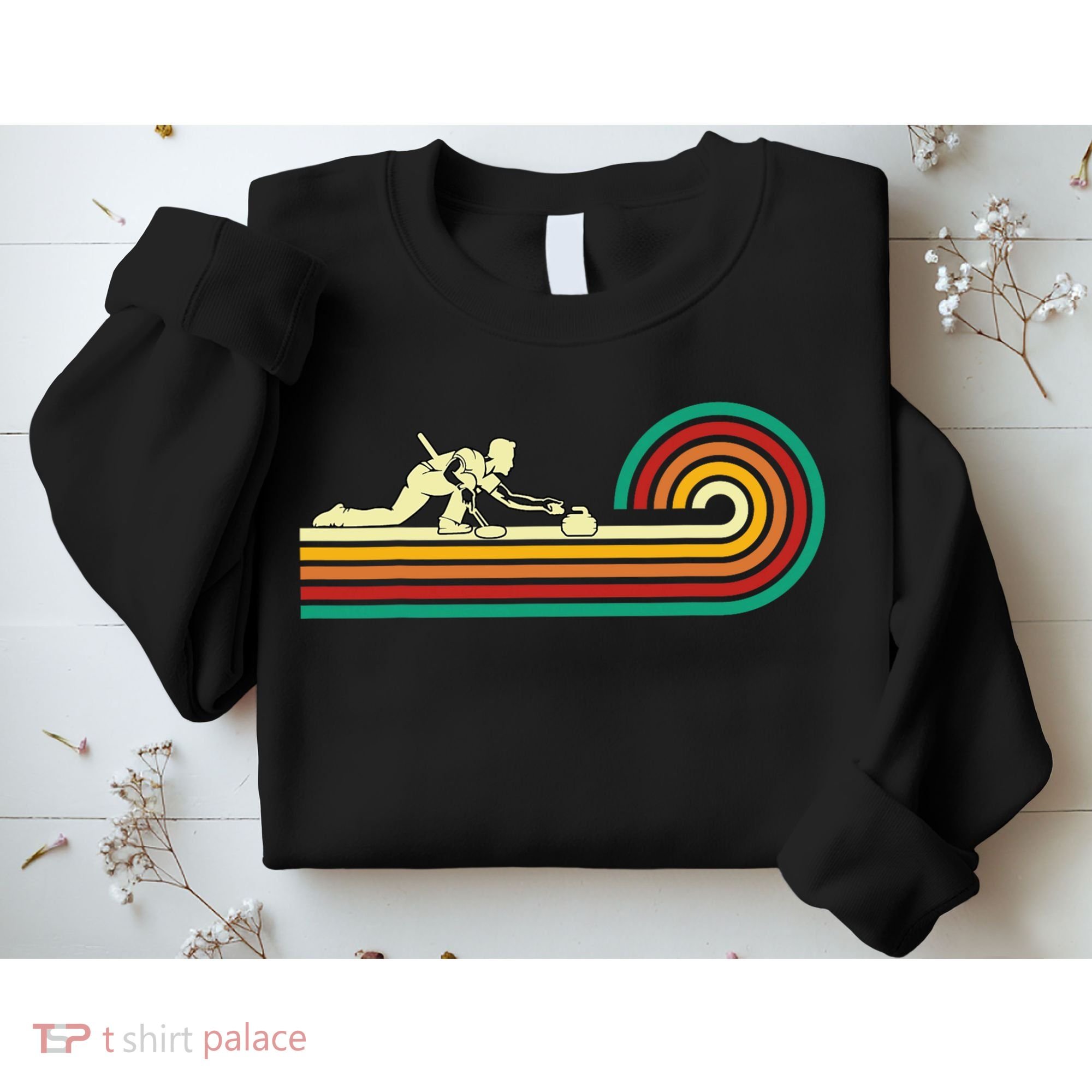 Curler Sliding Curling Stone Retro Curling Sweatshirt