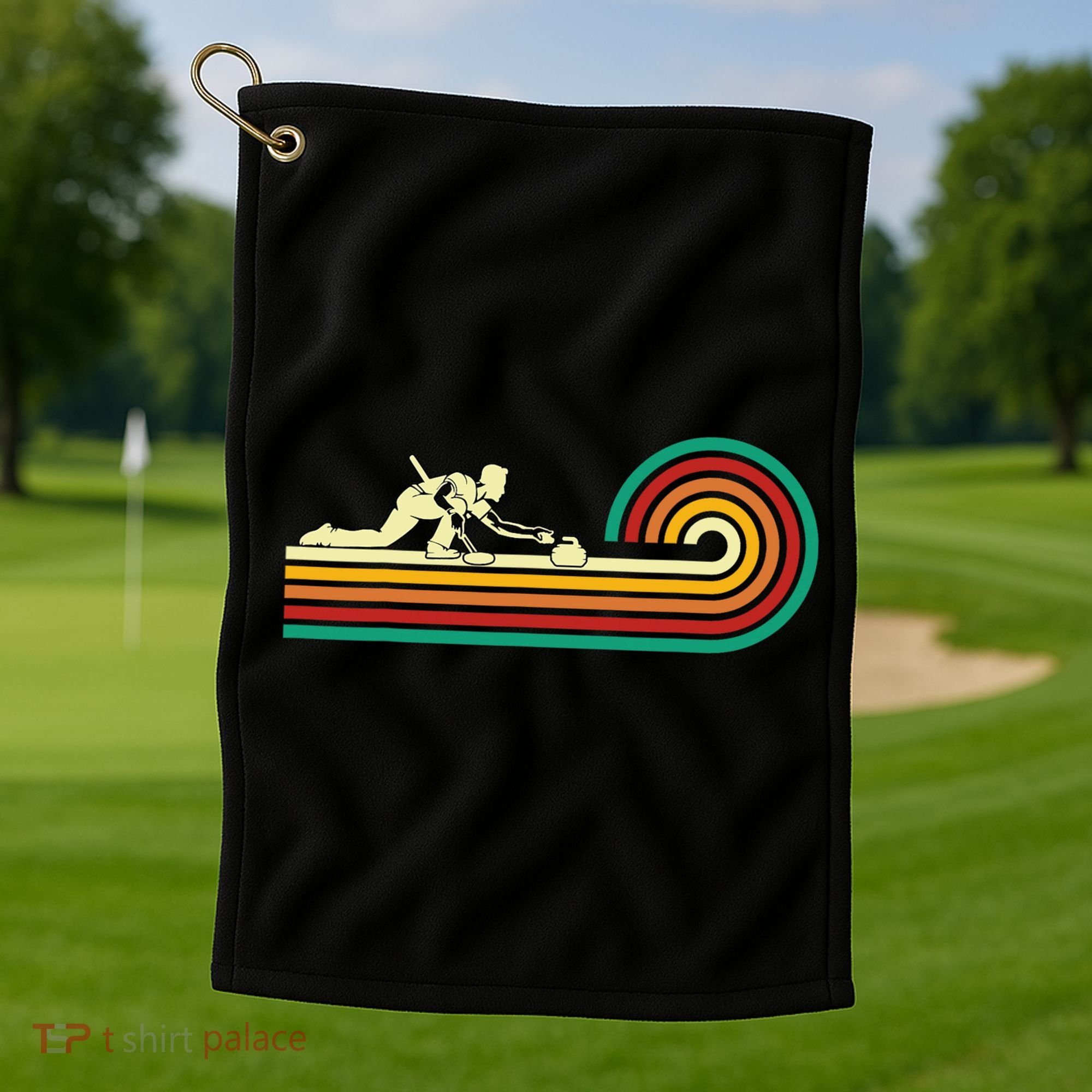 Curler Sliding Curling Stone Retro Curling Golf Towel