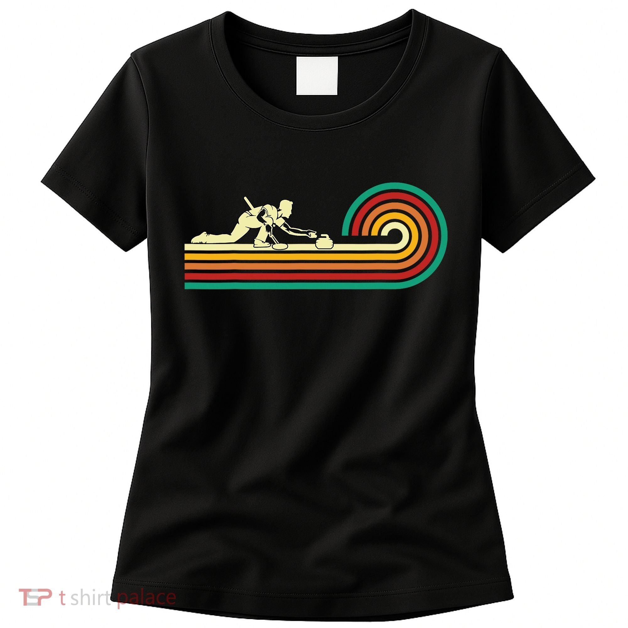 Curler Sliding Curling Stone Retro Curling Women's T-Shirt