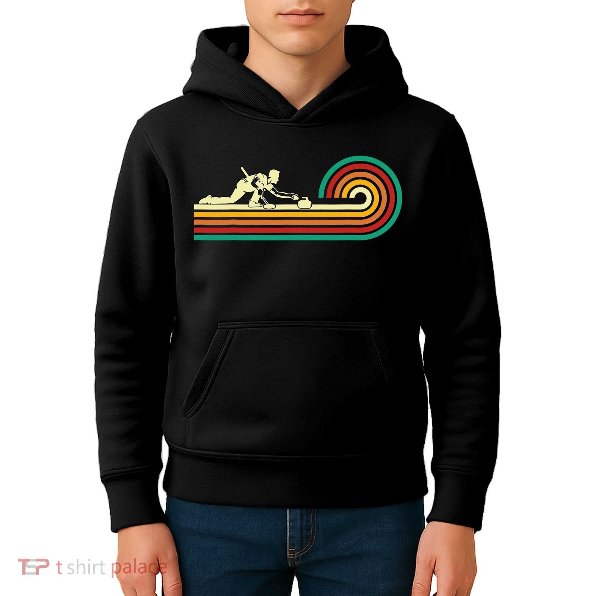 Curler Sliding Curling Stone Retro Curling Kids Hoodie