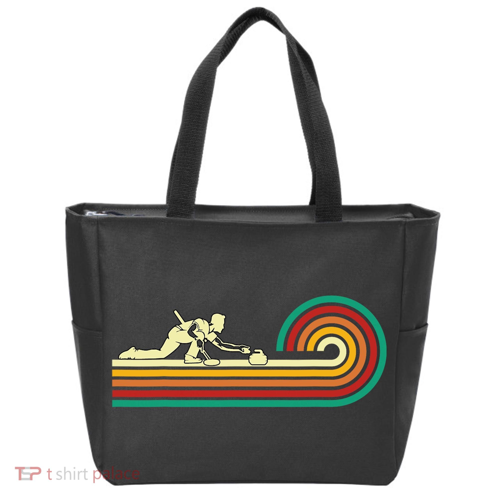 Curler Sliding Curling Stone Retro Curling Tote Bag