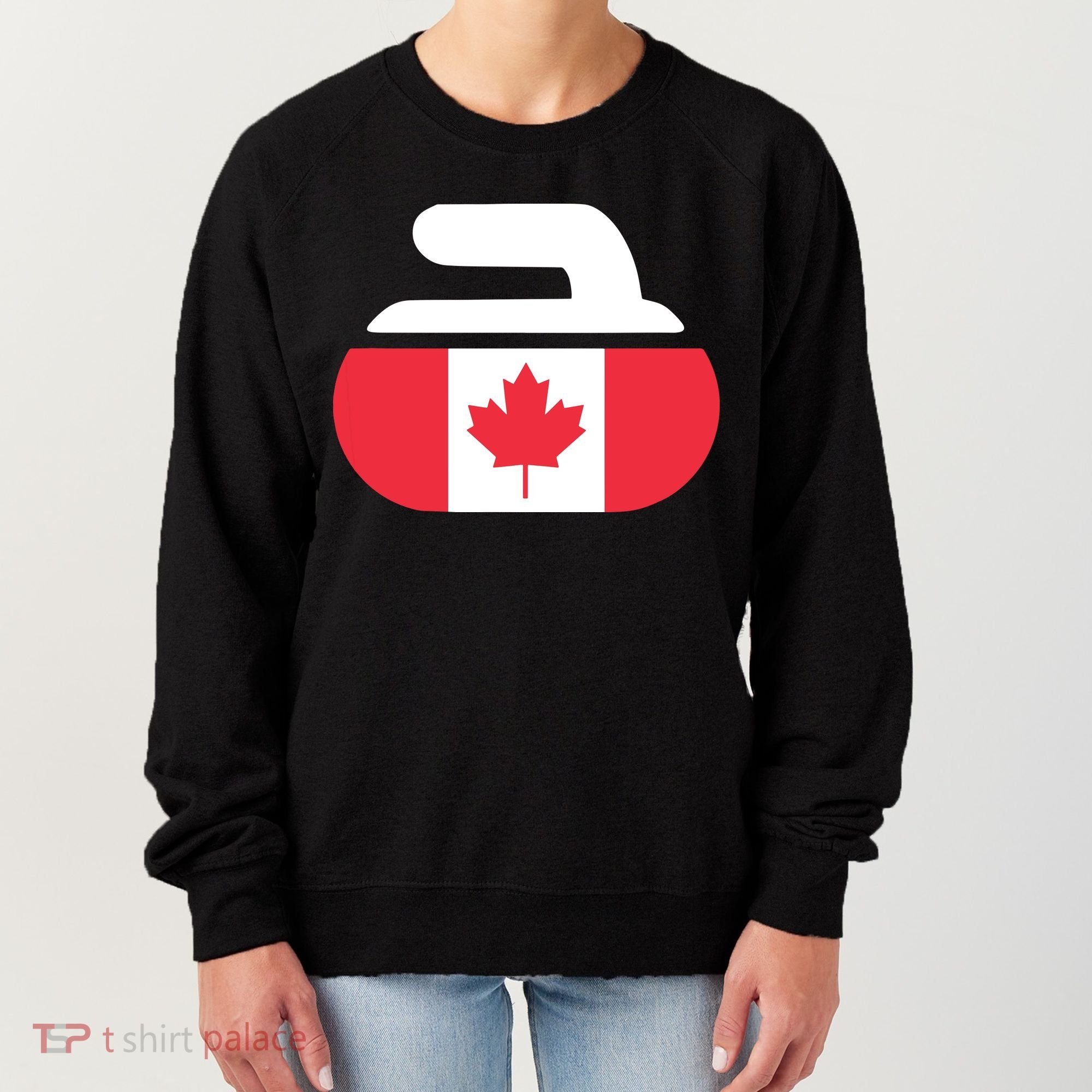 Curling Stone Canada Curler Canadian Flag Curling Women's Sweatshirt