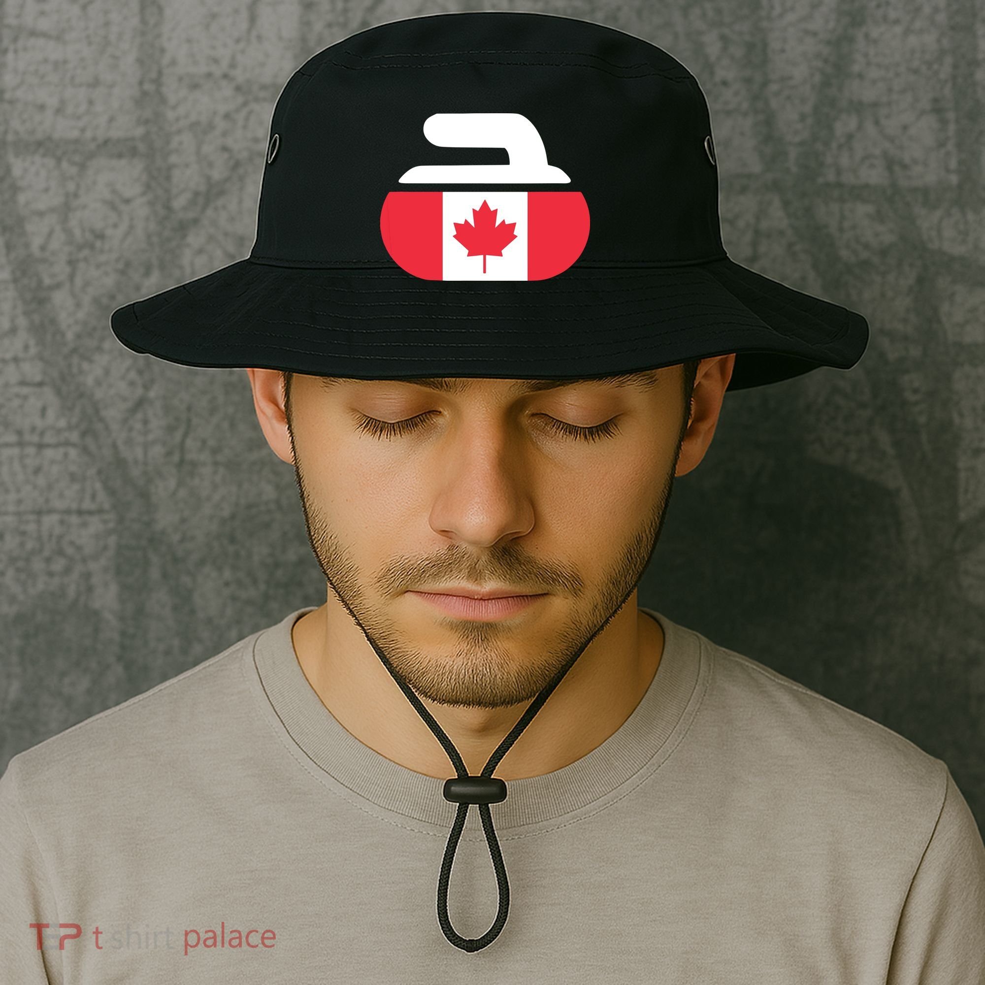 Curling Stone Canada Curler Canadian Flag Curling Bucket Hat