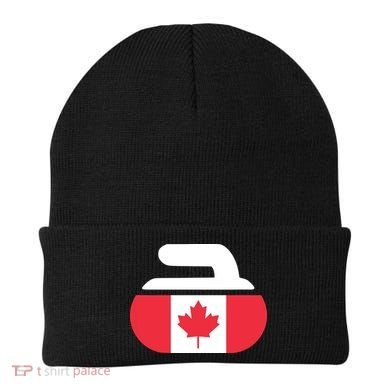 Curling Stone Canada Curler Canadian Flag Curling Beanie