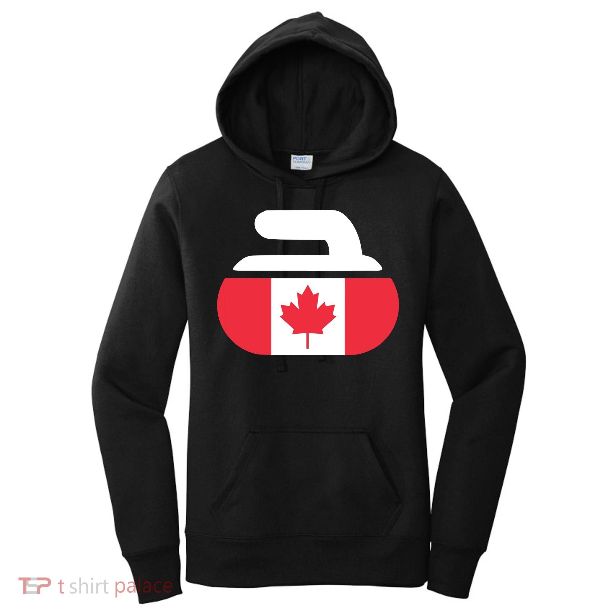 Curling Stone Canada Curler Canadian Flag Curling Women's Hoodie