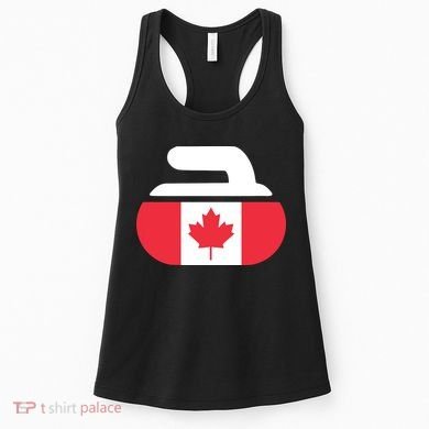 Curling Stone Canada Curler Canadian Flag Curling Women's Tank Top