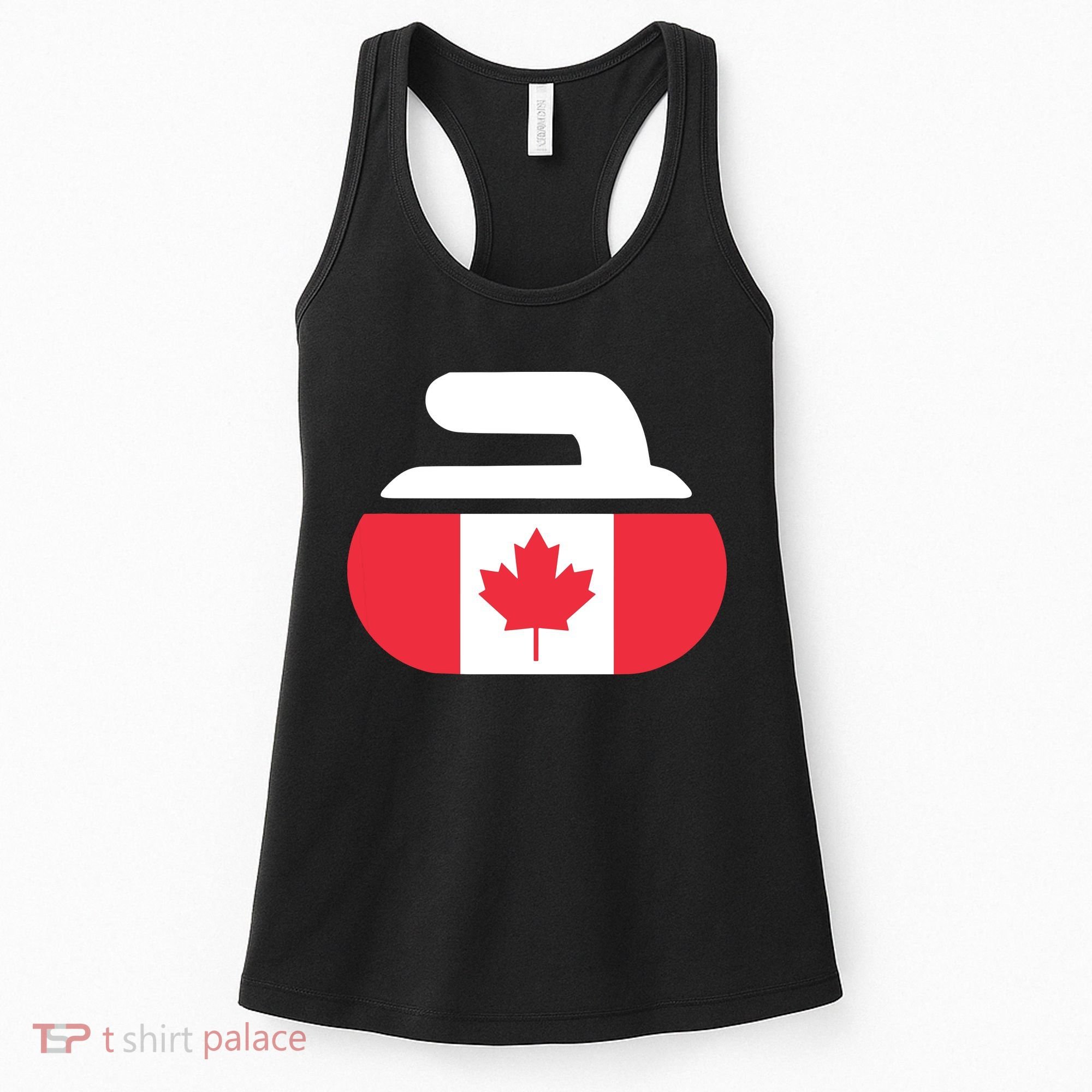 Curling Stone Canada Curler Canadian Flag Curling Women's Tank Top
