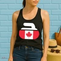 Curling Stone Canada Curler Canadian Flag Curling Women's Tank Top thumb 2