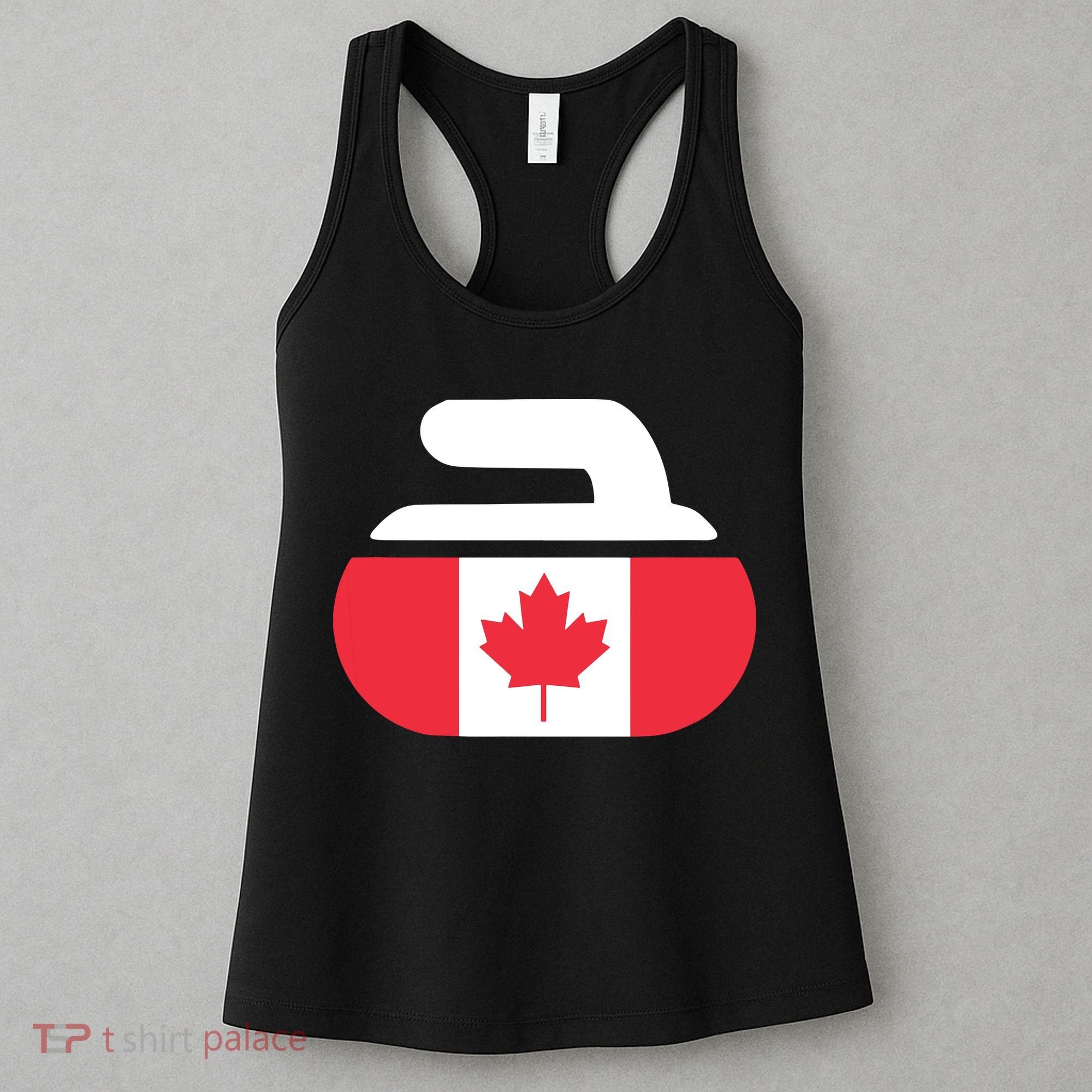 Curling Stone Canada Curler Canadian Flag Curling Women's Tank Top