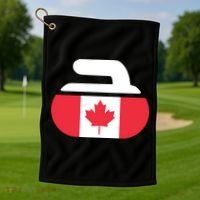 Curling Stone Canada Curler Canadian Flag Curling Golf Towel thumb 1