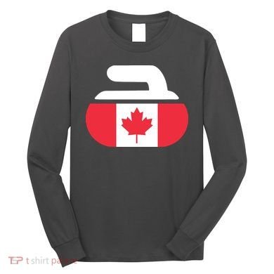 Curling Stone Canada Curler Canadian Flag Curling Long Sleeve Shirt