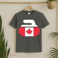Curling Stone Canada Curler Canadian Flag Curling T-Shirt thumb 2