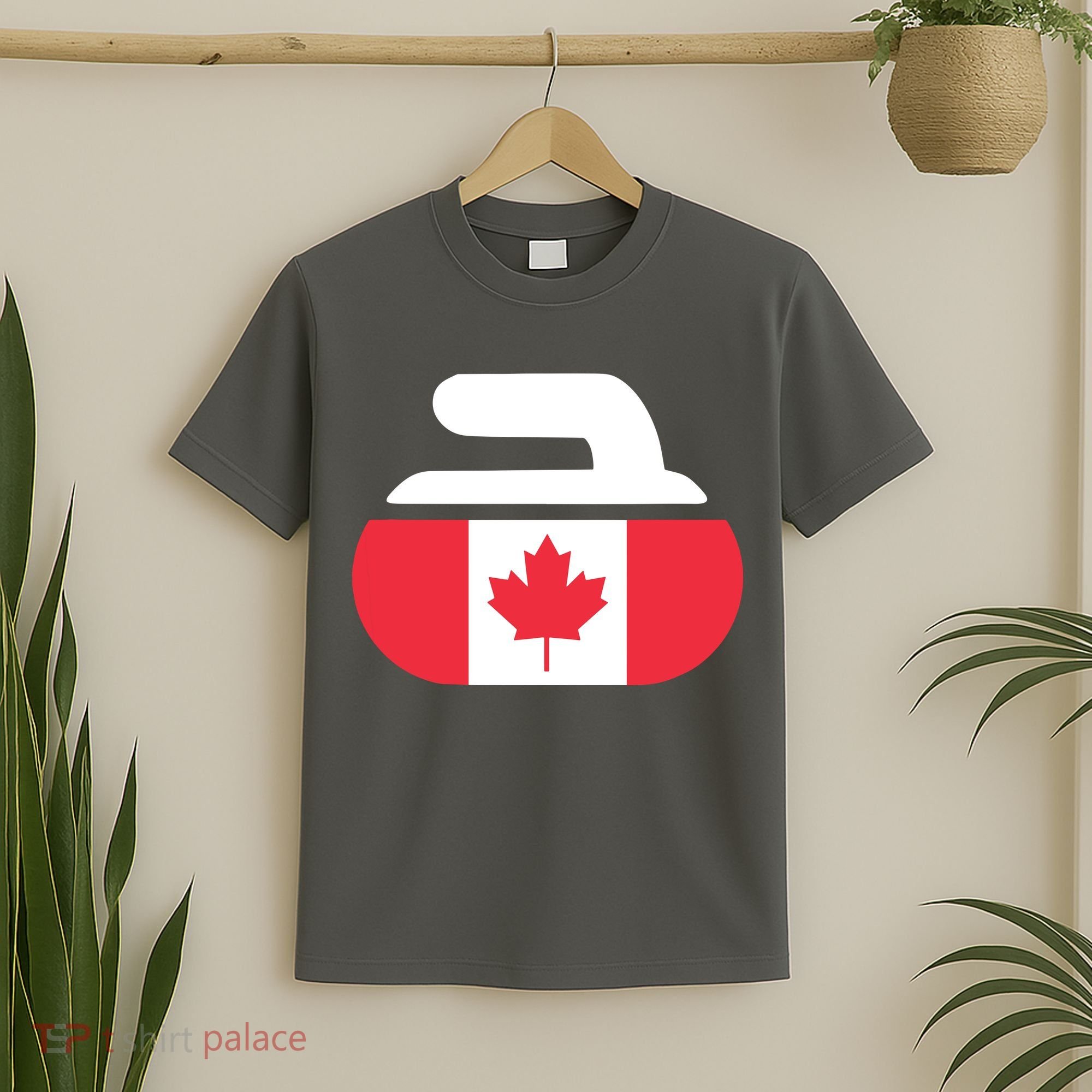 Curling Stone Canada Curler Canadian Flag Curling T-Shirt