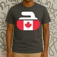 Curling Stone Canada Curler Canadian Flag Curling T-Shirt thumb 3