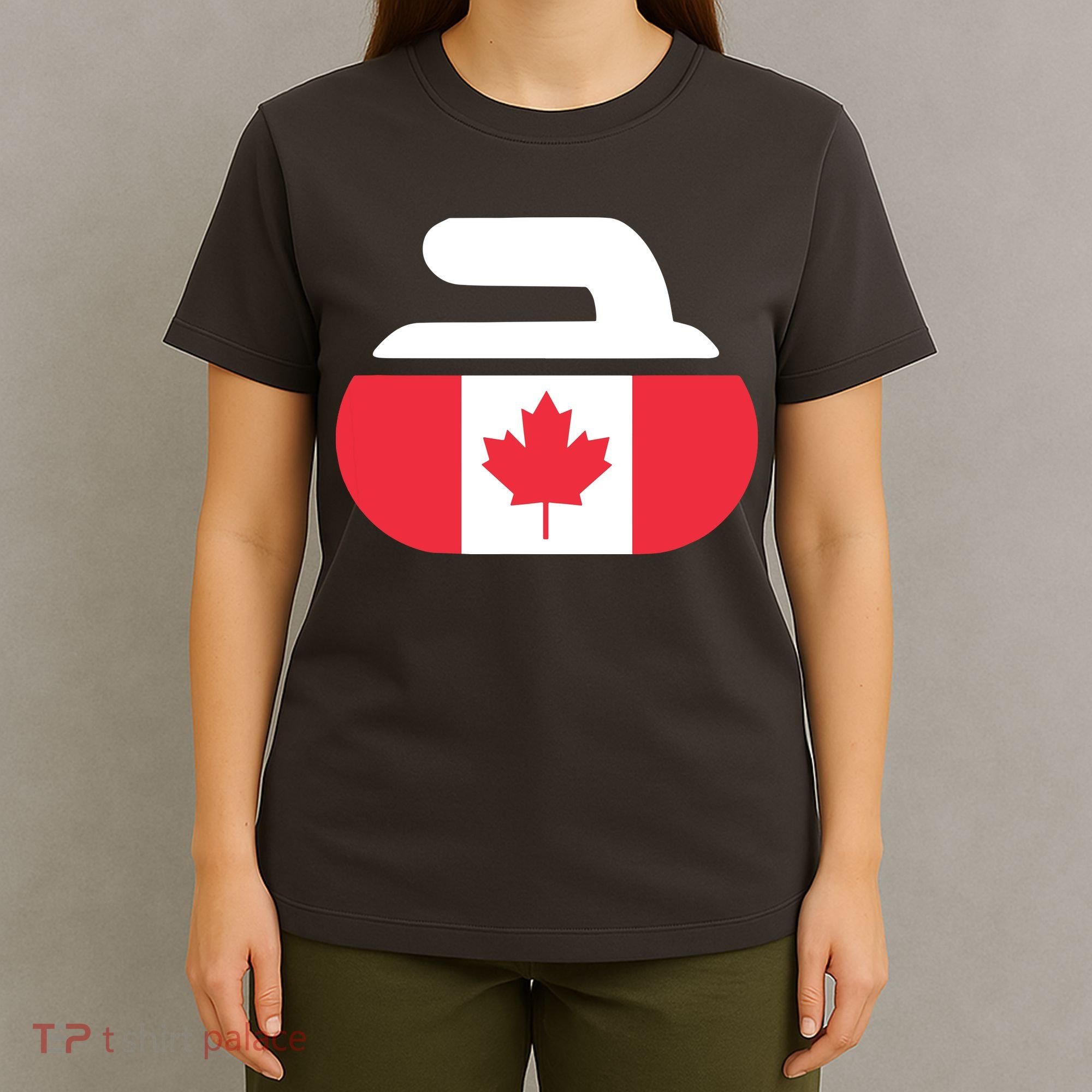 Curling Stone Canada Curler Canadian Flag Curling T-Shirt