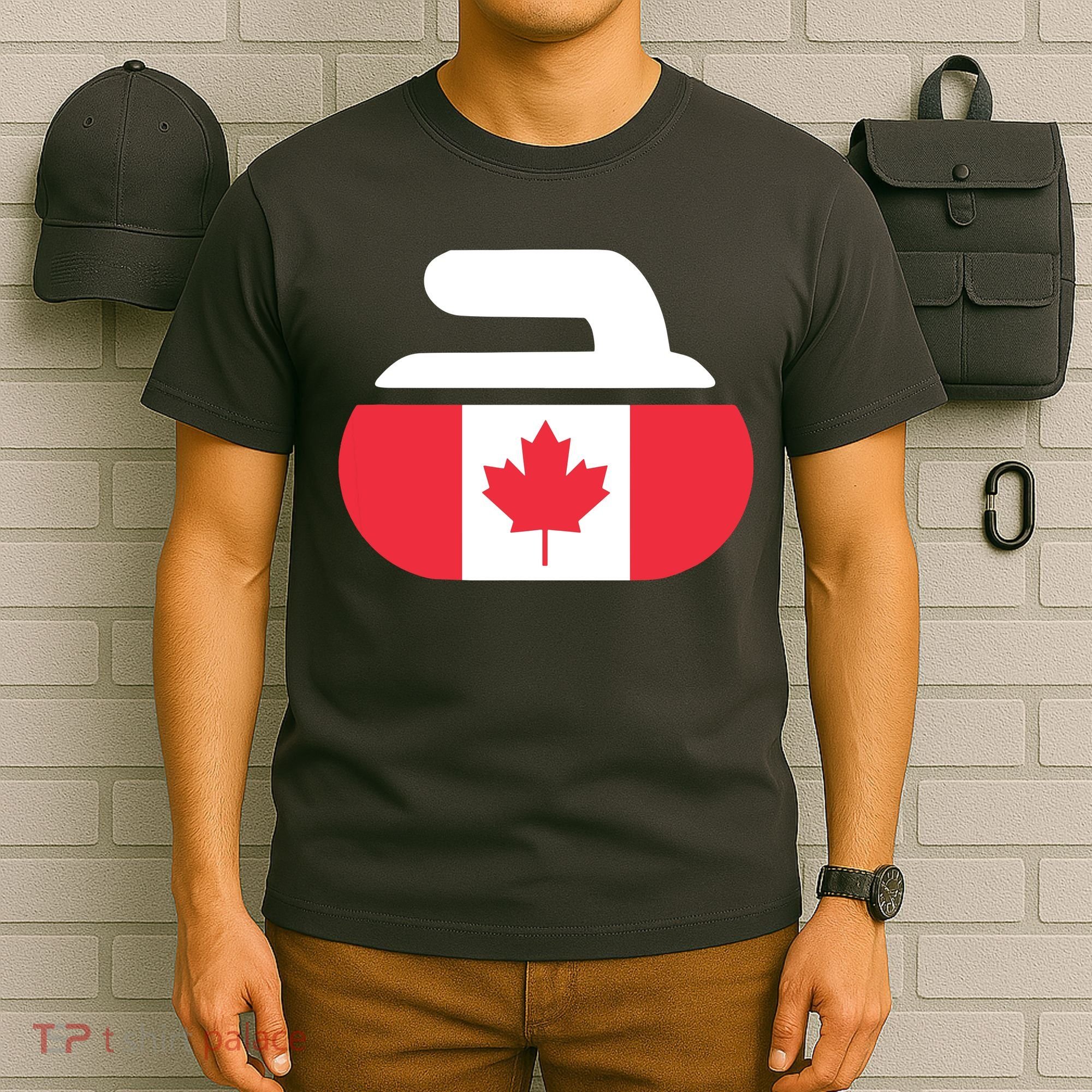 Curling Stone Canada Curler Canadian Flag Curling T-Shirt