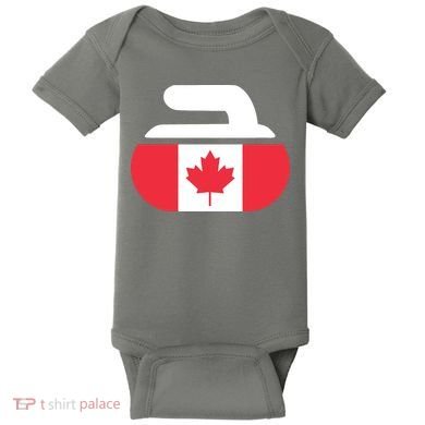 Curling Stone Canada Curler Canadian Flag Curling Baby Bodysuit