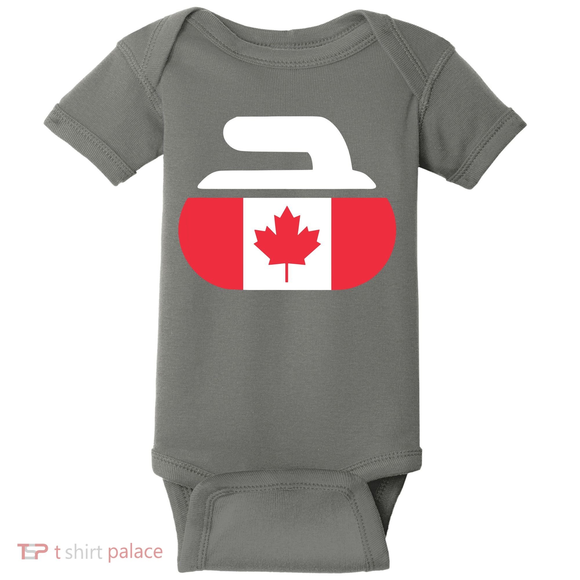 Curling Stone Canada Curler Canadian Flag Curling Baby Bodysuit