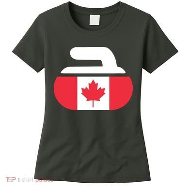 Curling Stone Canada Curler Canadian Flag Curling Women's T-Shirt
