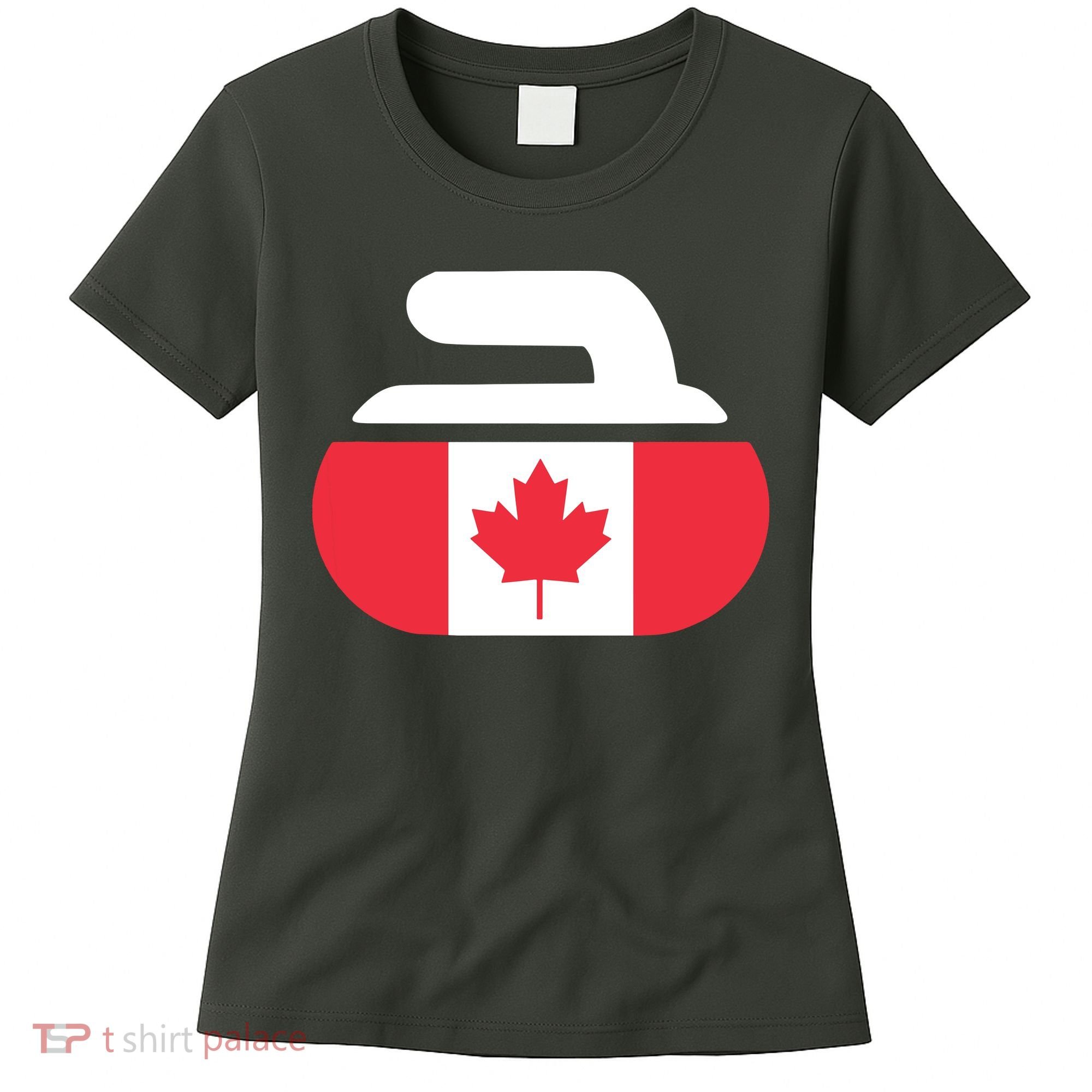 Curling Stone Canada Curler Canadian Flag Curling Women's T-Shirt