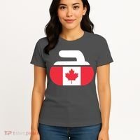 Curling Stone Canada Curler Canadian Flag Curling Women's T-Shirt thumb 4