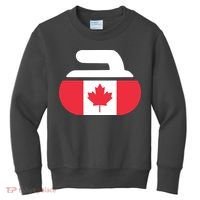 Curling Stone Canada Curler Canadian Flag Curling Kids Sweatshirt thumb 0