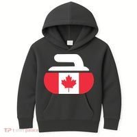 Curling Stone Canada Curler Canadian Flag Curling Kids Hoodie thumb 0