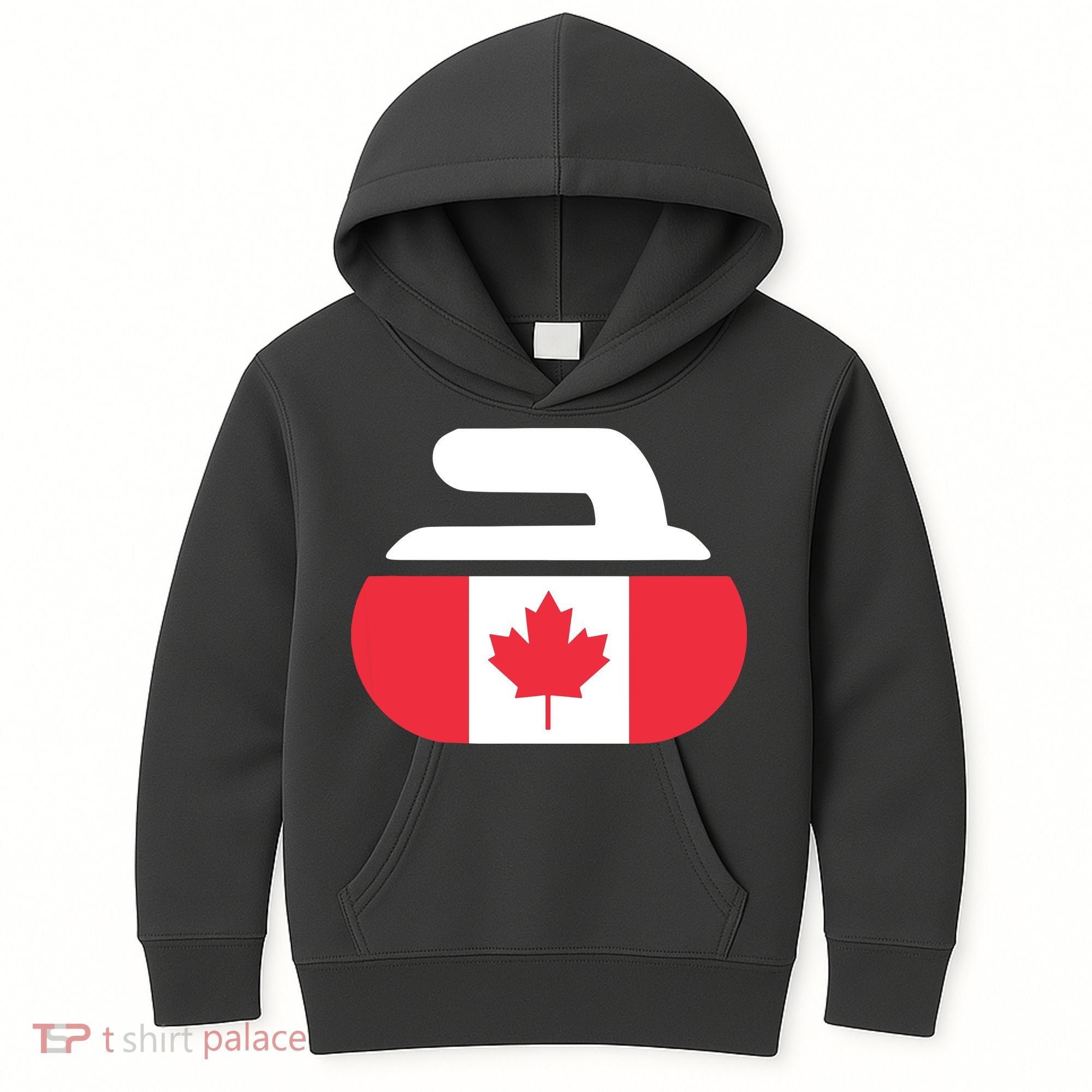 Curling Stone Canada Curler Canadian Flag Curling Kids Hoodie