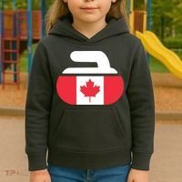 Curling Stone Canada Curler Canadian Flag Curling Kids Hoodie thumb 3
