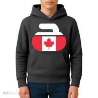 Curling Stone Canada Curler Canadian Flag Curling Kids Hoodie thumb 4