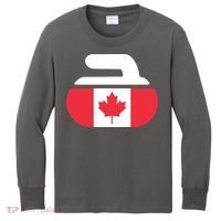 Curling Stone Canada Curler Canadian Flag Curling Kids Long Sleeve Shirt thumb 0