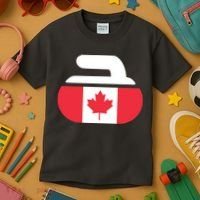 Curling Stone Canada Curler Canadian Flag Curling Kids T-Shirt thumb 3