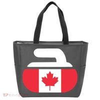 Curling Stone Canada Curler Canadian Flag Curling Tote Bag thumb 0