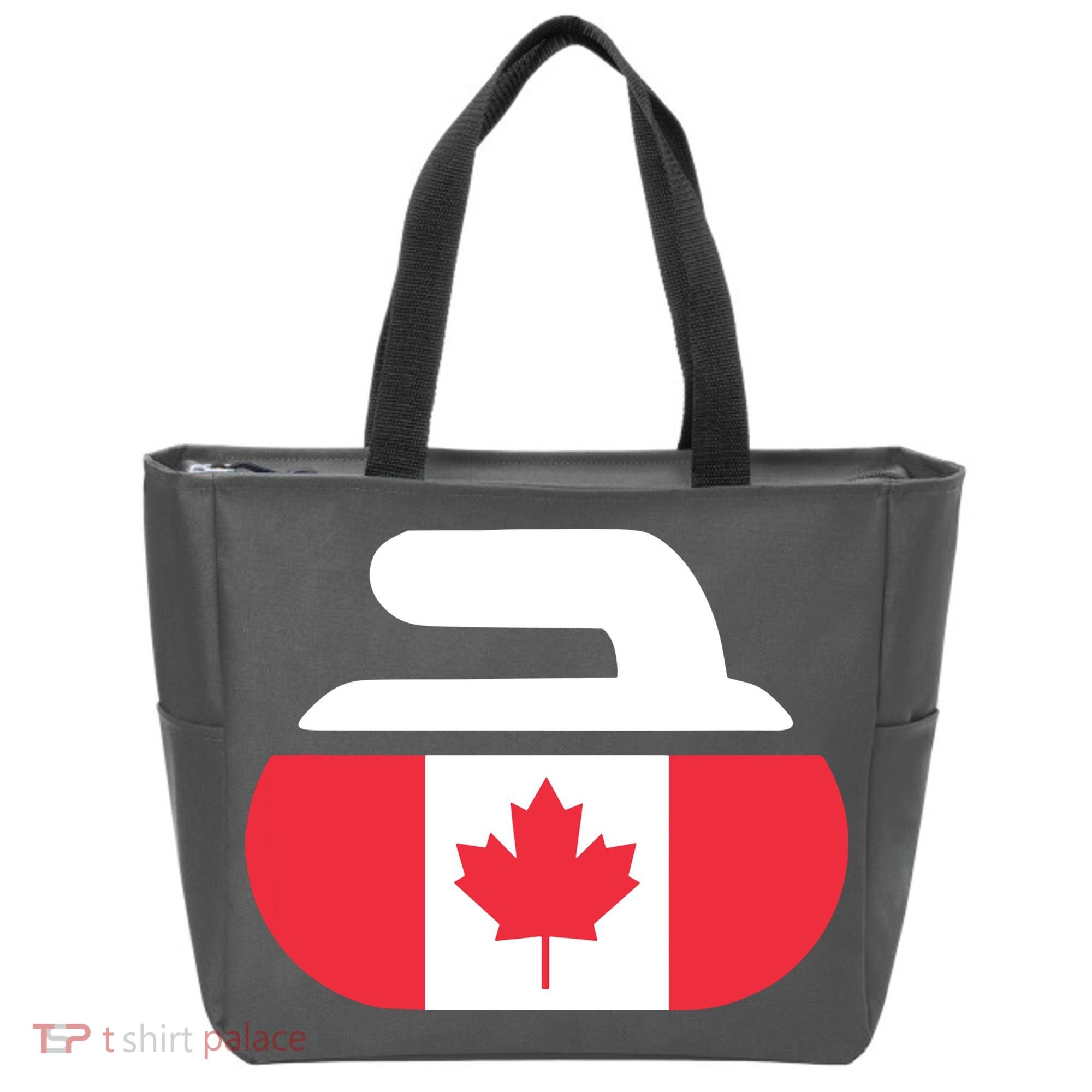 Curling Stone Canada Curler Canadian Flag Curling Tote Bag