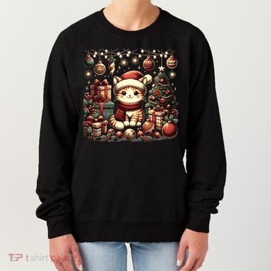 Cute Santa Cat With Christmas Stuff Women's Sweatshirt