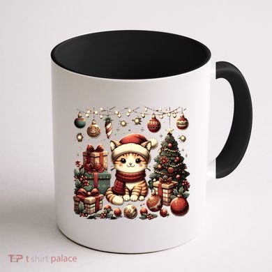 Cute Santa Cat With Christmas Stuff Coffee Mug back