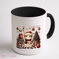 Cute Santa Cat With Christmas Stuff Coffee Mug thumb 1