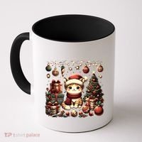 Cute Santa Cat With Christmas Stuff Coffee Mug thumb 0