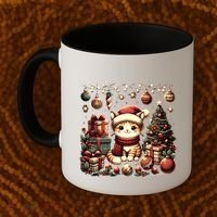 Cute Santa Cat With Christmas Stuff Coffee Mug thumb 2