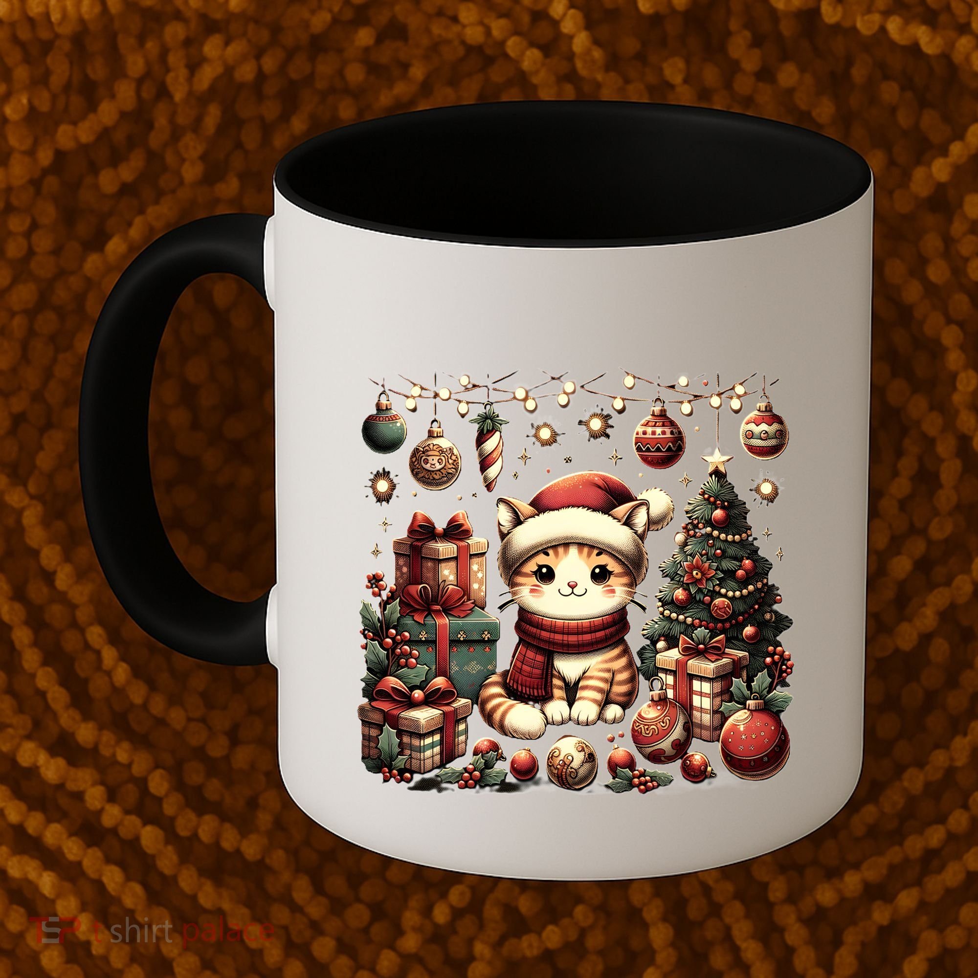 Cute Santa Cat With Christmas Stuff Coffee Mug