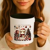 Cute Santa Cat With Christmas Stuff Coffee Mug thumb 3