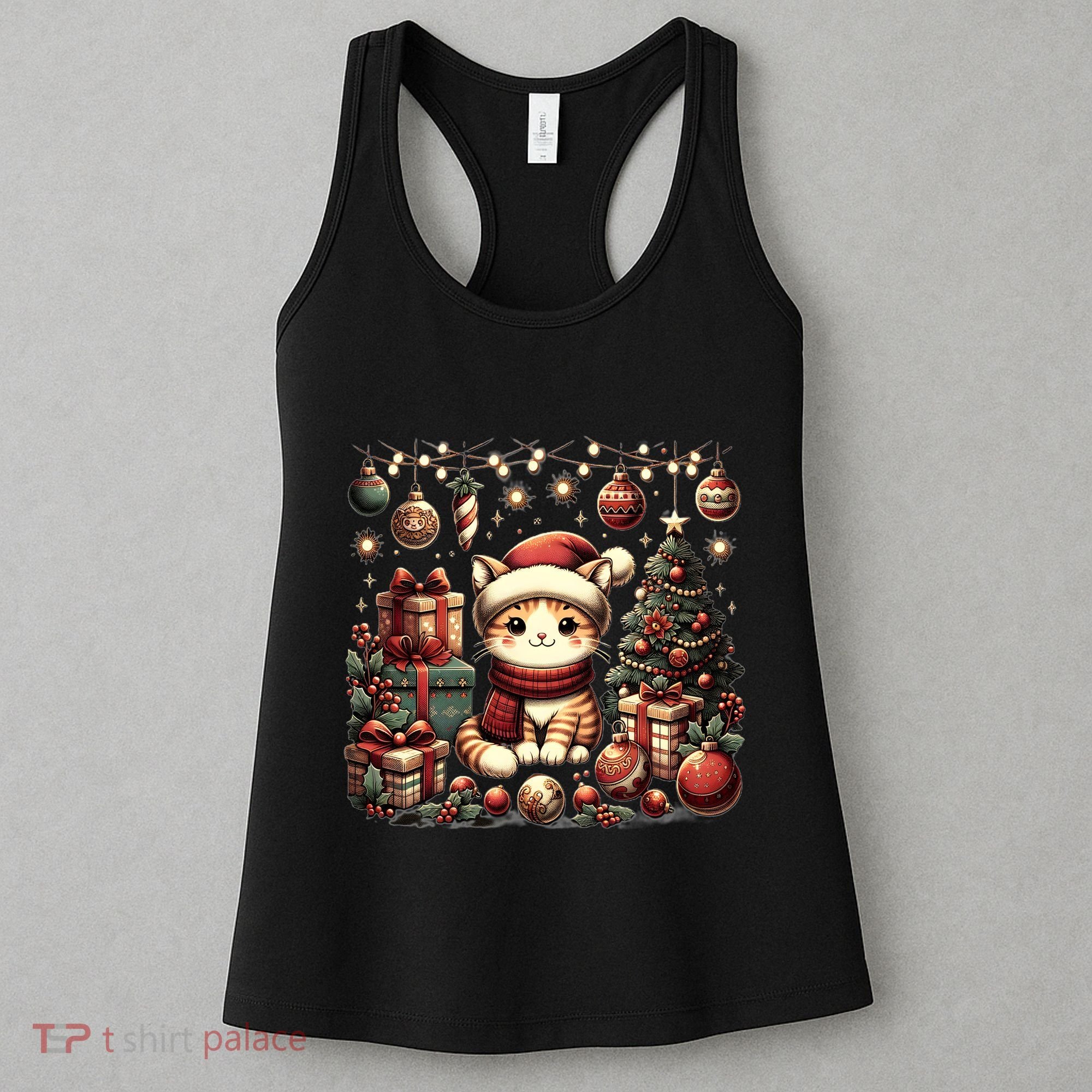 Cute Santa Cat With Christmas Stuff Women's Tank Top