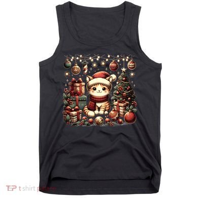 Cute Santa Cat With Christmas Stuff Tank Top