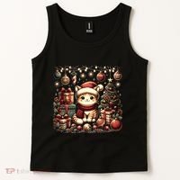 Cute Santa Cat With Christmas Stuff Tank Top thumb 2