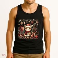 Cute Santa Cat With Christmas Stuff Tank Top thumb 3