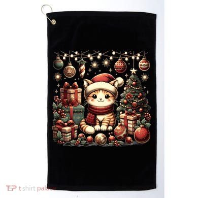 Cute Santa Cat With Christmas Stuff Golf Towel